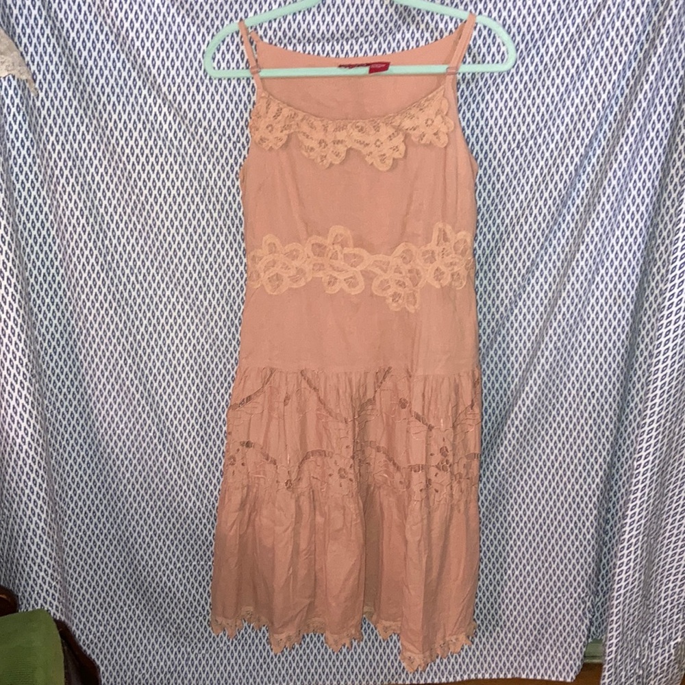 Blush/peach cotton with lace ‘flapper’ dress sz S